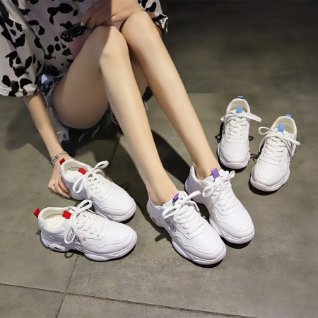 Spring New Student Casual Running Shoes Women Breathable White Shoes Flat Sneakers