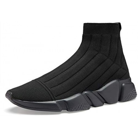 Womens Walking Shoes Mens Slip-On Sneakers Breathable Lightweight Athletic Running Sneakers High Top All Black