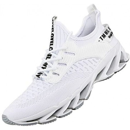 Mens Athletic Running Shoes Mesh Lightweight Sneakers Breathable Gym Shoes Casual Tennis Sport Shoes White