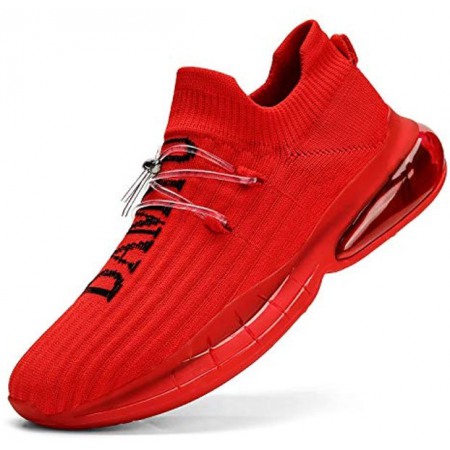 Running Air Cushion Slip On Hiking Fashion Sneakers for Mens Walking Casual Work Non Slip Athletic Shoes Red