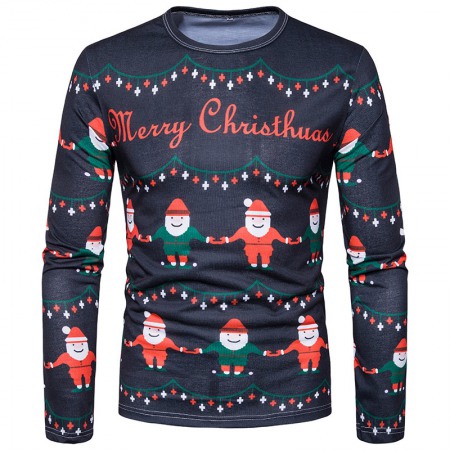 Autumn and Winter Fashion Christmas Digital Printing Plus Size Long Sleeve T-Shirt