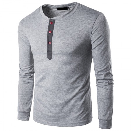 Men's Long-Sleeved Round Neck Collar Men's T-Shirt Casual Bottoming Shirt